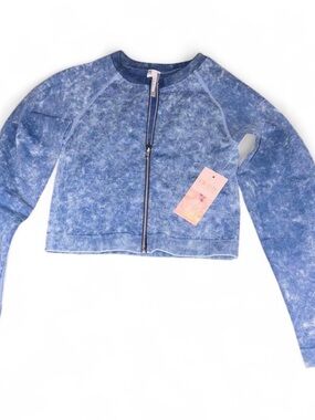 Zip Crop Top Jacket Fawn Activewear Blue Mineral-Effect